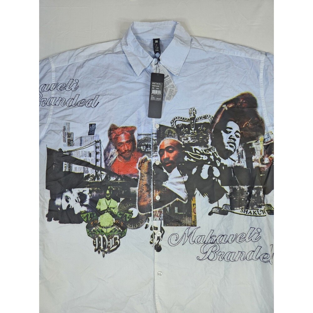 Makaveli Shirt Men's 3XL Blue Tupac Shakur 2Pac Rap Vintage Single Stitch NEW